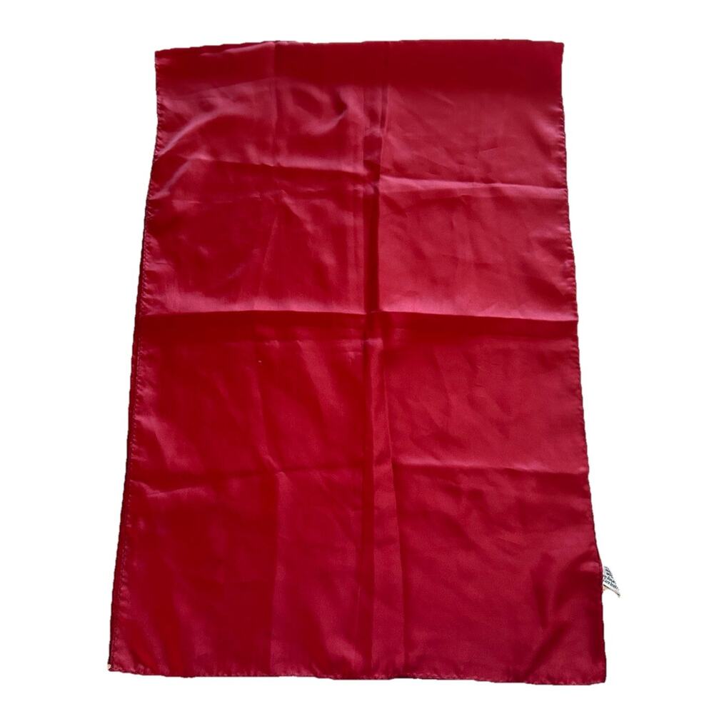 Vtg Sally Gee Solid Red Rectangle Scarf Hand Rolled 15x42 Japan Made‎ Retro MCM